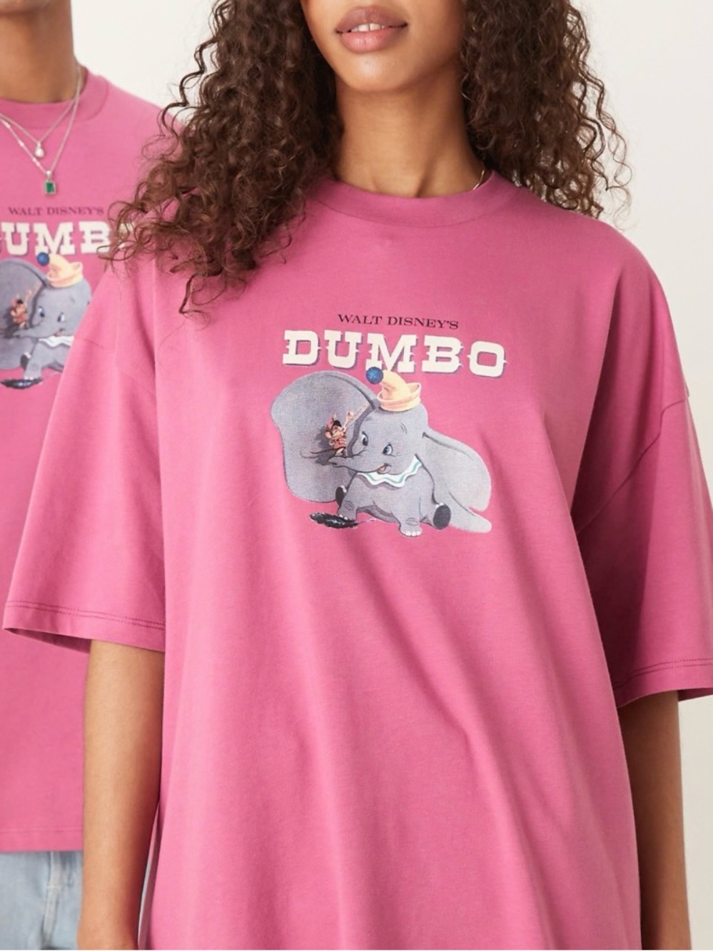 ASOS Disney Dumbo Oversized Graphic Tee in Berry Pink, M